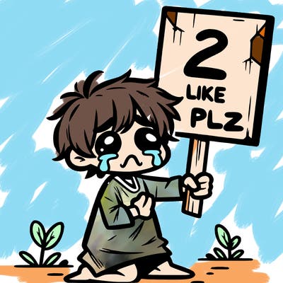 small poor toddler crying with sign that says 2 like plz