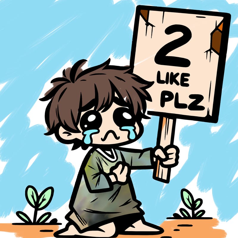 small poor toddler crying with sign that says 2 like plz