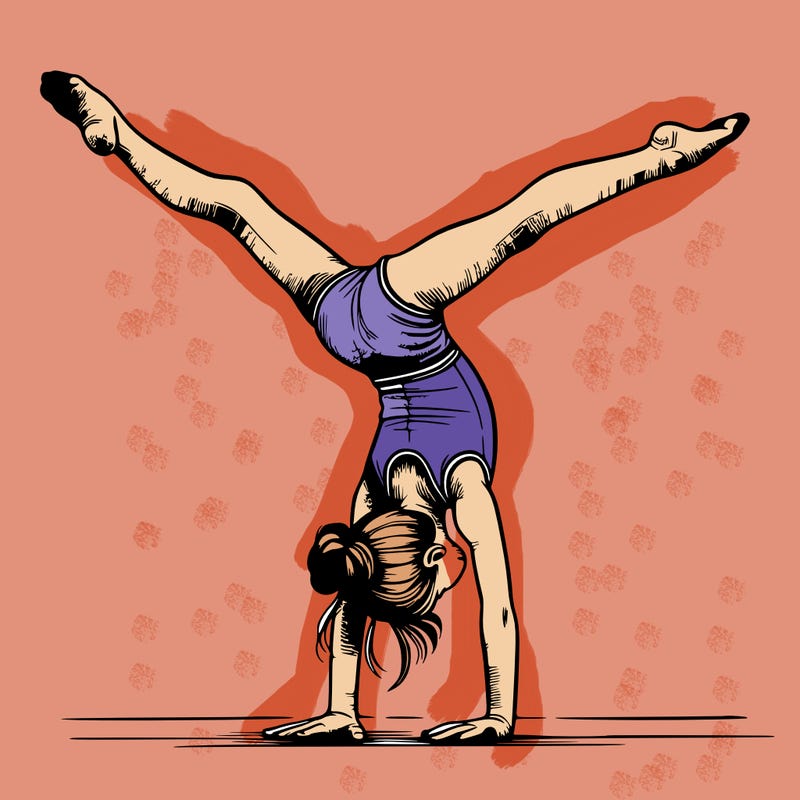 realistic gymnastic hand stand girl in four splits