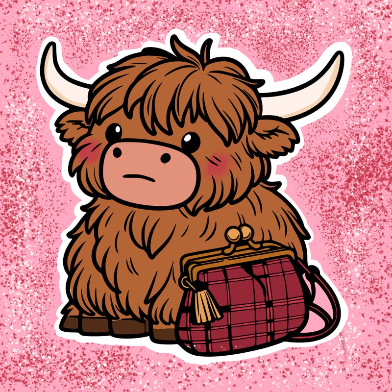 highland cow in a purse
