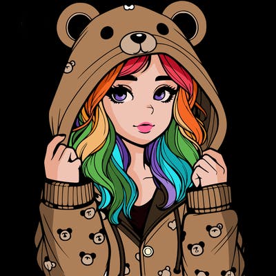 realistic girl in a animal pjs hoodie