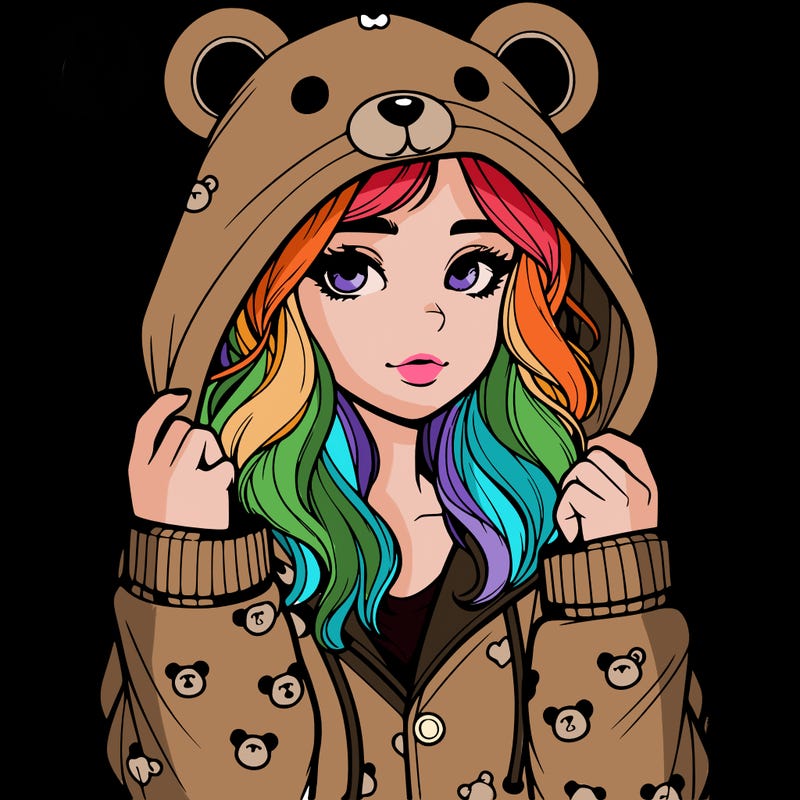 realistic girl in a animal pjs hoodie