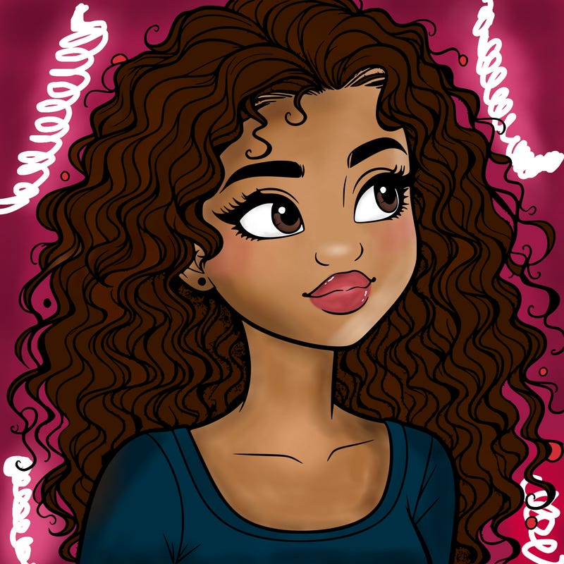 realistic girl with curly hair