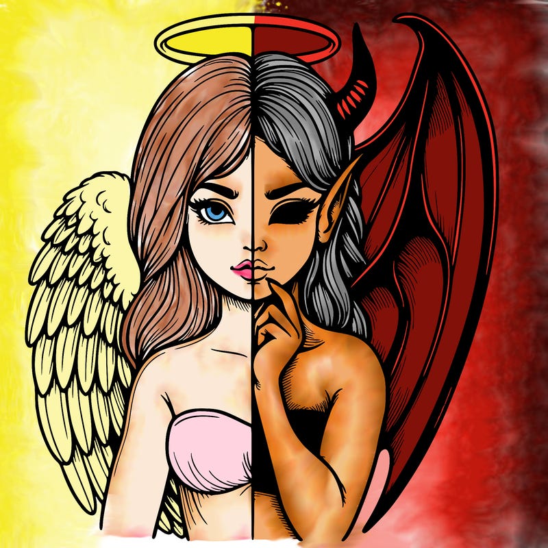 realistic angel half demon