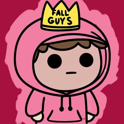 a boy in a hoodie with fall guys crown