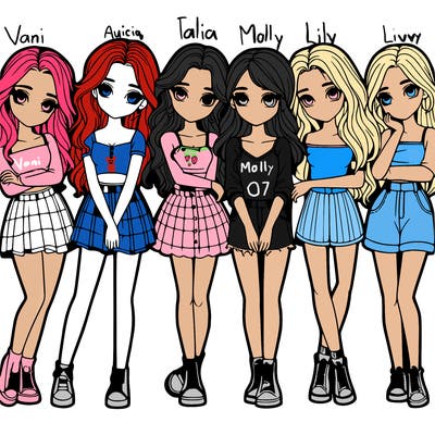 a group of girls realistic