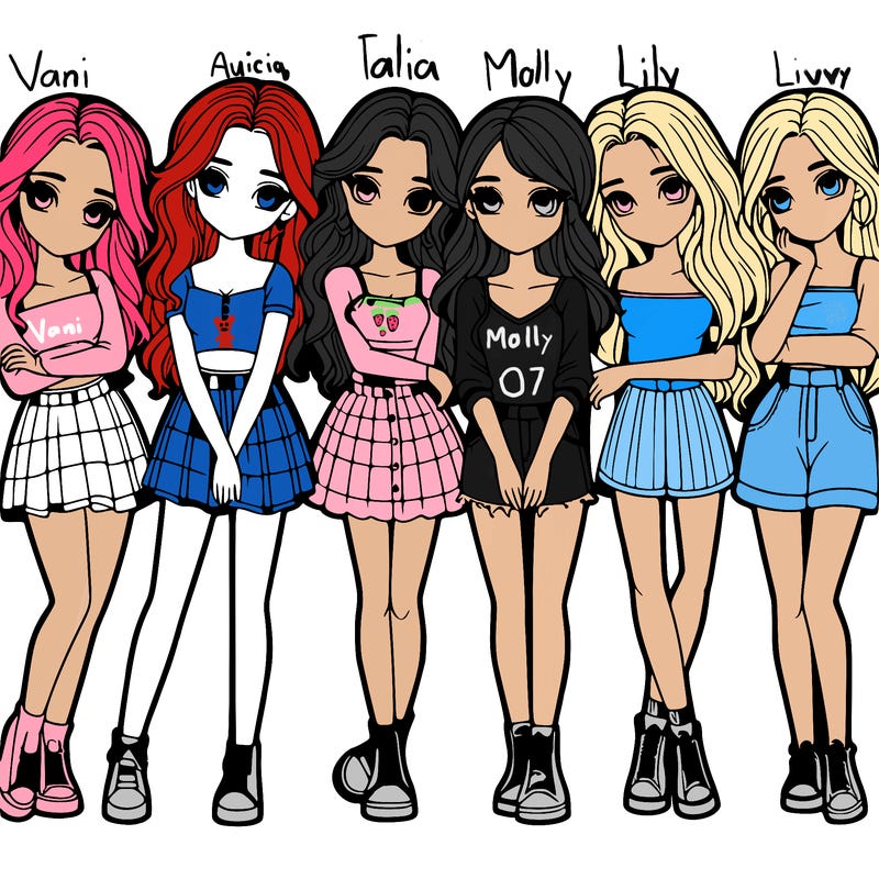 a group of girls realistic