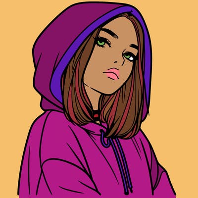 a realistic girl in a hoodie