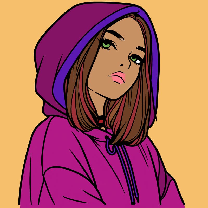a realistic girl in a hoodie