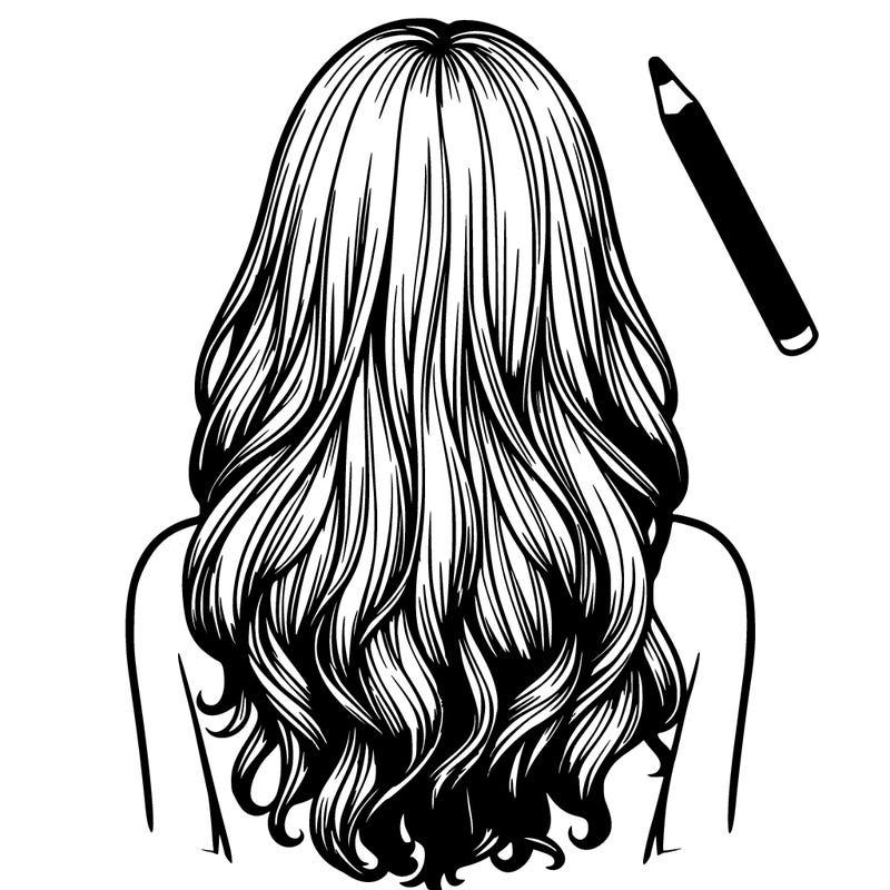 realistic girl with long hair from behind