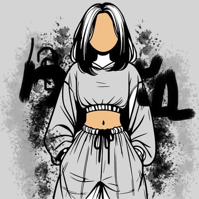 realistic girl faceless with baggy pants and a crop top