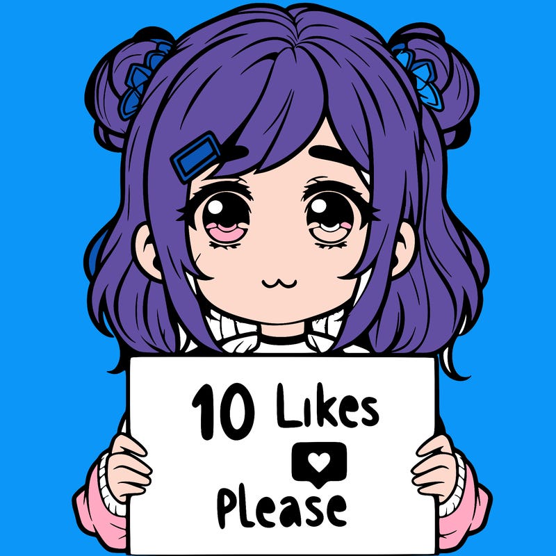 a girl with a sign saying 10 likes please