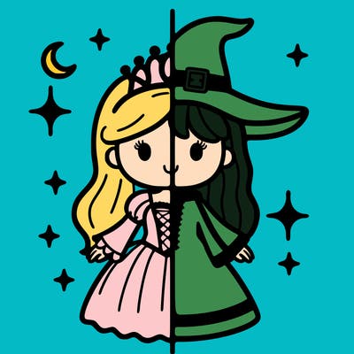 split princess and witch