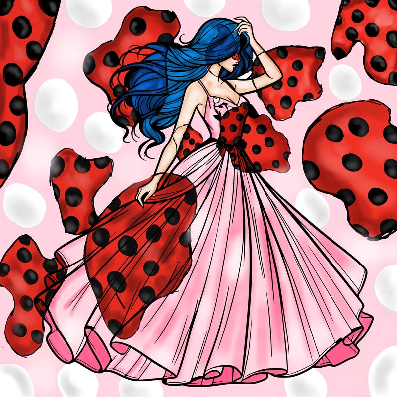 realistic woman with dress flowing in the wind