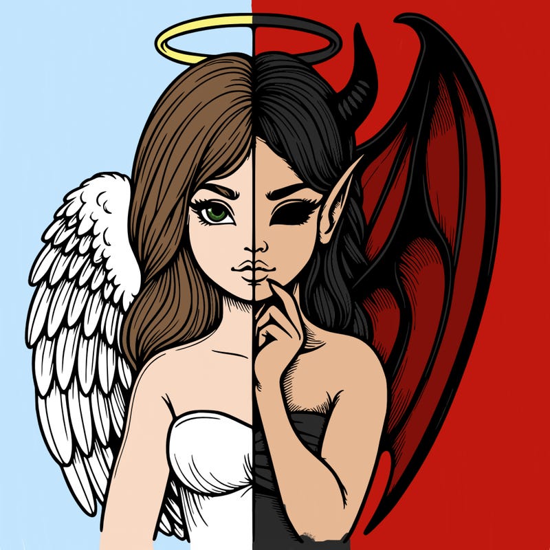 realistic angel half demon