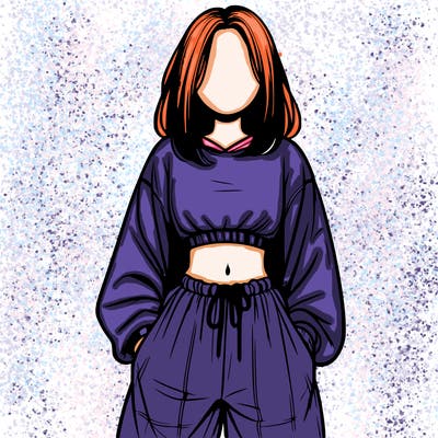 realistic girl faceless with baggy pants and a crop top
