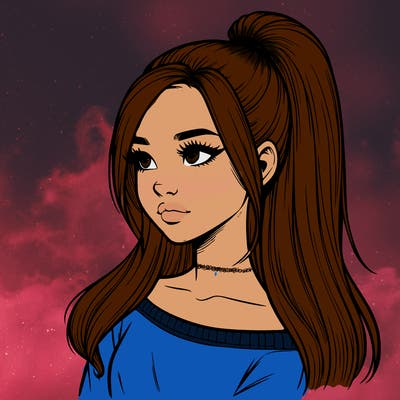 realistic girl with a high ponytail