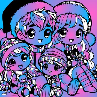 a cute family on christmas very realistic