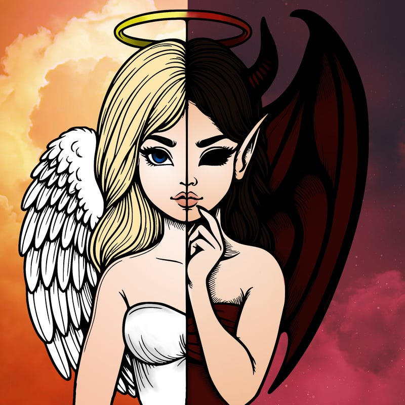 realistic angel half demon