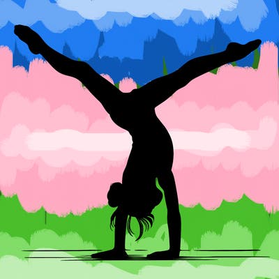 realistic gymnastic hand stand girl in four splits