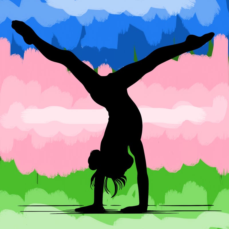 realistic gymnastic hand stand girl in four splits