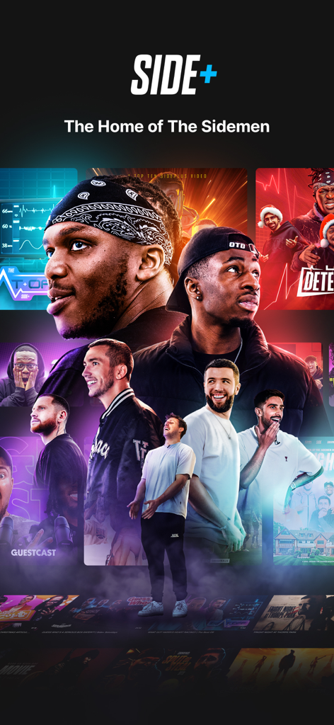Side Plus app promotional image featuring the Sidemen creator group and the text The Home of The Sidemen