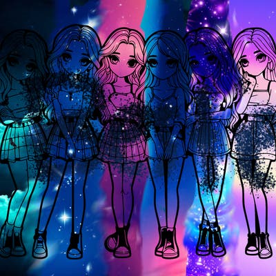 a group of girls realistic