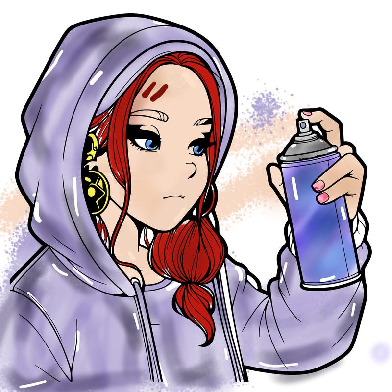 a realistic girl, spray painting