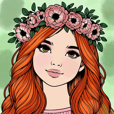 realistic girl with flower crown