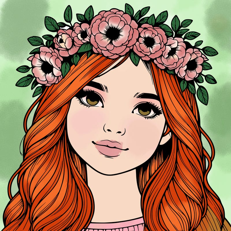 realistic girl with flower crown