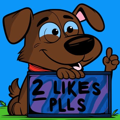 a dog holding a sign saying 2 likes pls