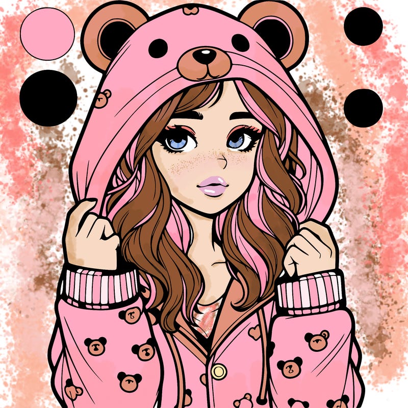 realistic girl in a animal pjs hoodie