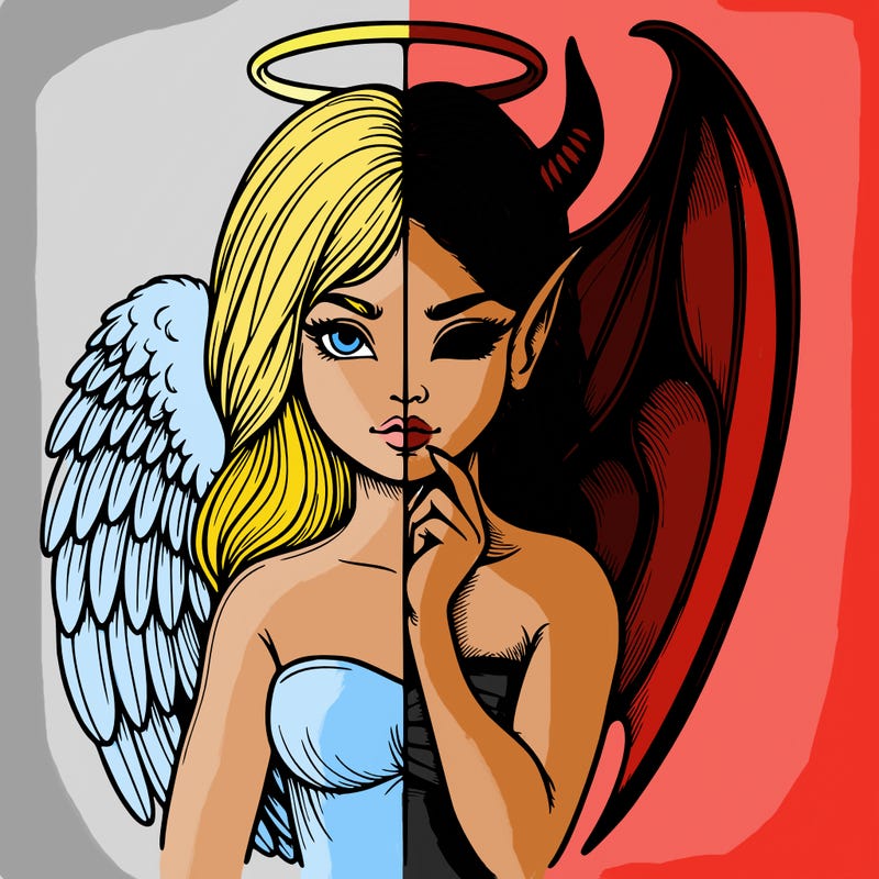 realistic angel half demon