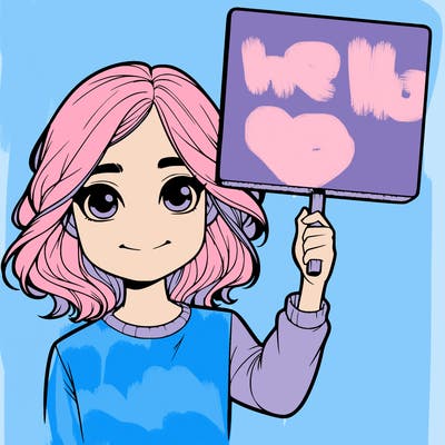 realistic girl holding up a sign