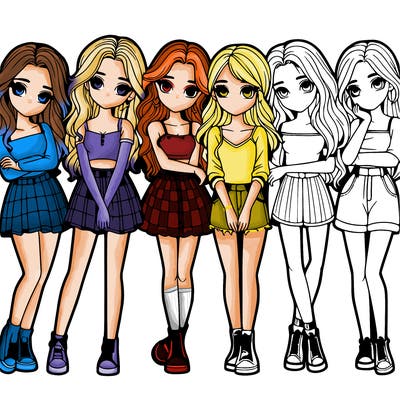 a group of girls realistic