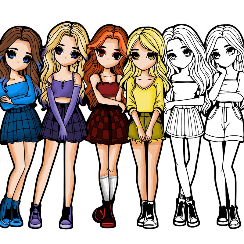 a group of girls realistic