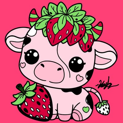cute strawberry cow