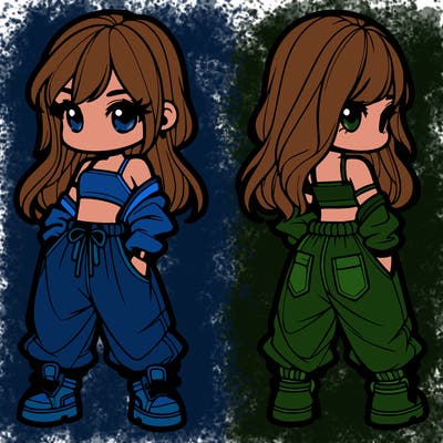 girl in crop top and baggy pants