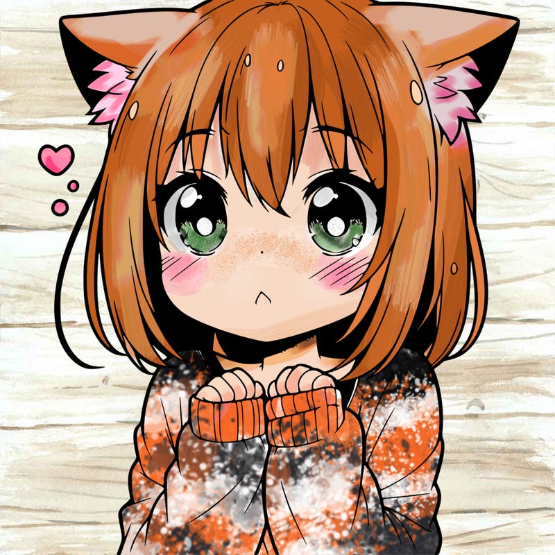 shy anime catgirl