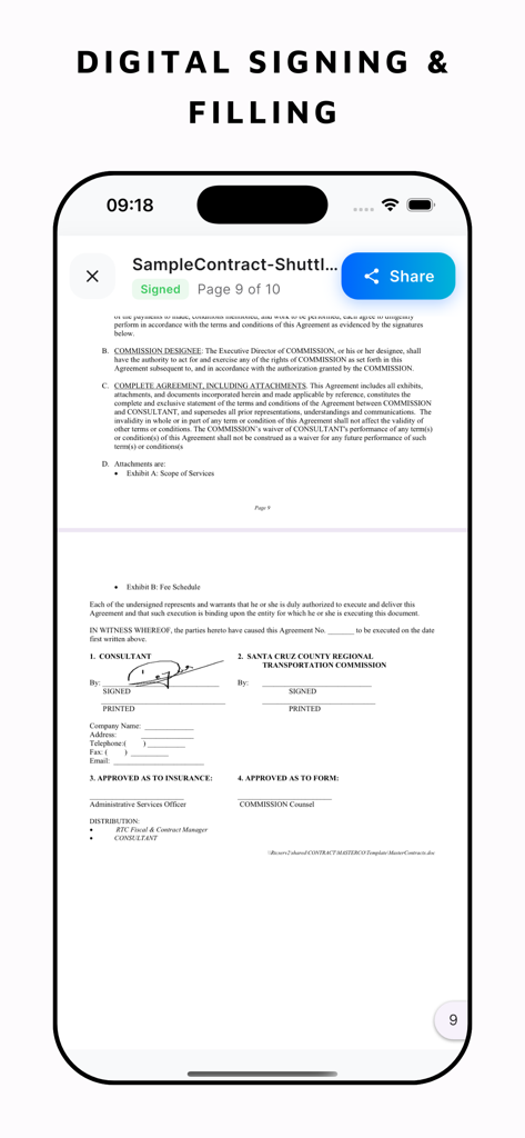 e Sign: PDF Signature - PDF文書のデジタル署名と記入のためのモバイルアプリインターフェイス