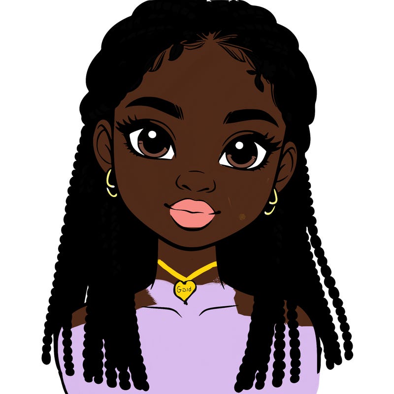 a realistic black girl with braids