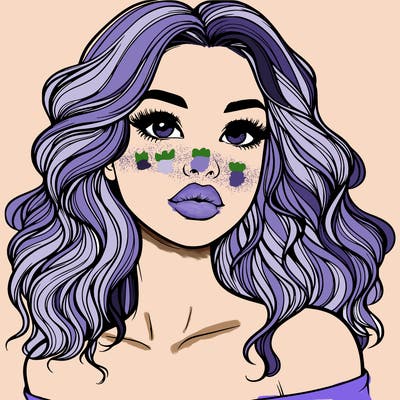 realistic girl with wavy hair and lips