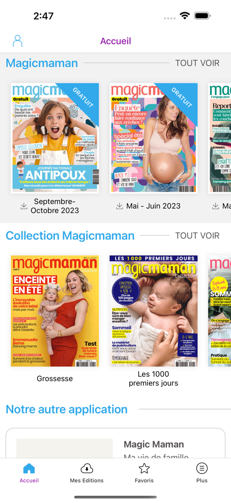 Magicmaman Mag - Magicmaman Mag app home screen showing a collection of digital parenting magazines