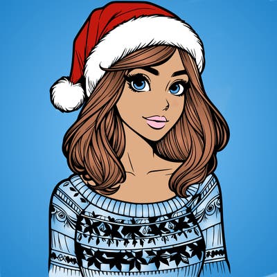 realistic lady in a christmas sweater