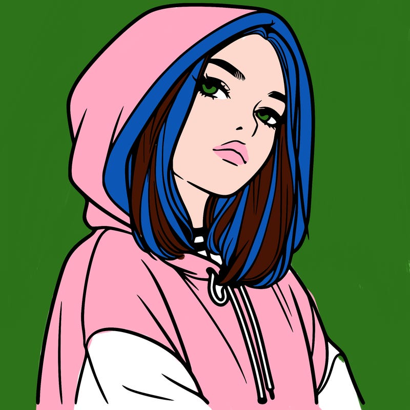 a realistic girl in a hoodie