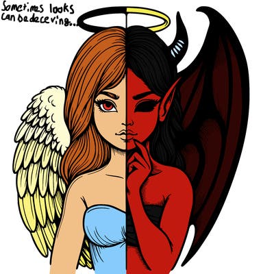 realistic angel half demon