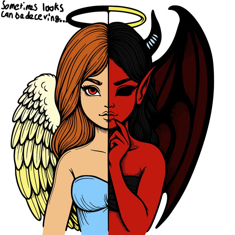 realistic angel half demon