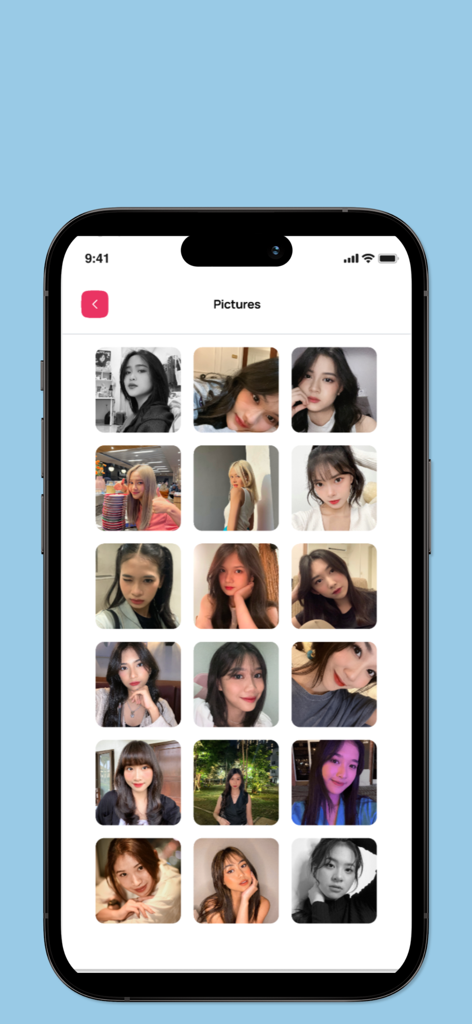 JKT48 PM - Gallery grid of JKT48 idol pictures on the Private Message app