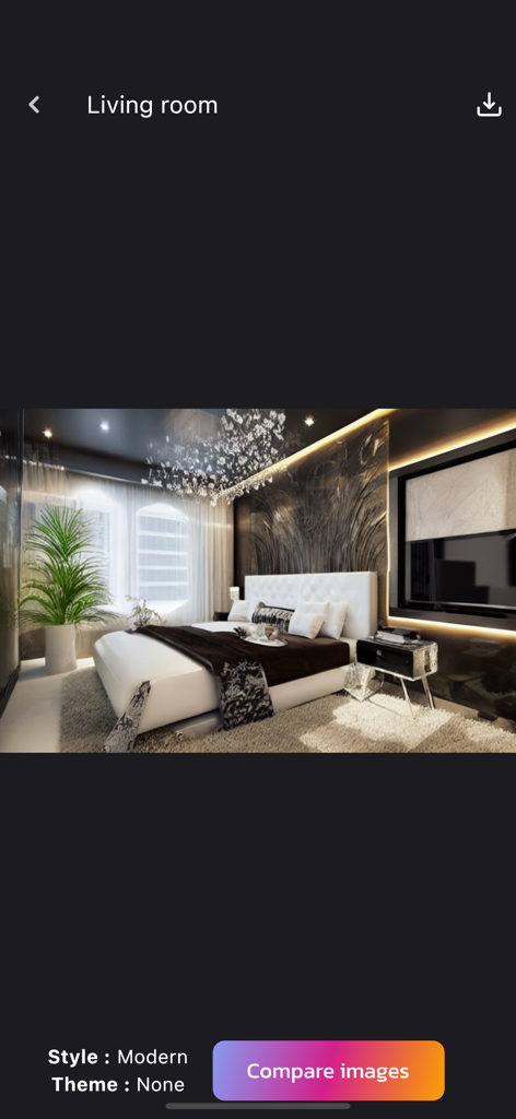 RoomStylerAI - Interior Design - AI-generated modern interior design preview in the RoomStylerAI app