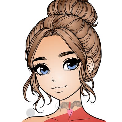 realistic pretty girl with hair in bun